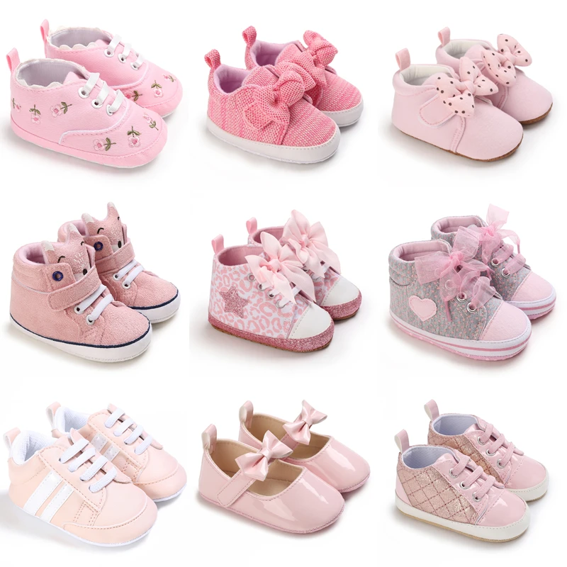 2023 Hot Selling Pink Casual Sports Shoes 0-18 Months Girl Baby Sweet Princess Shoes First Step Shoes