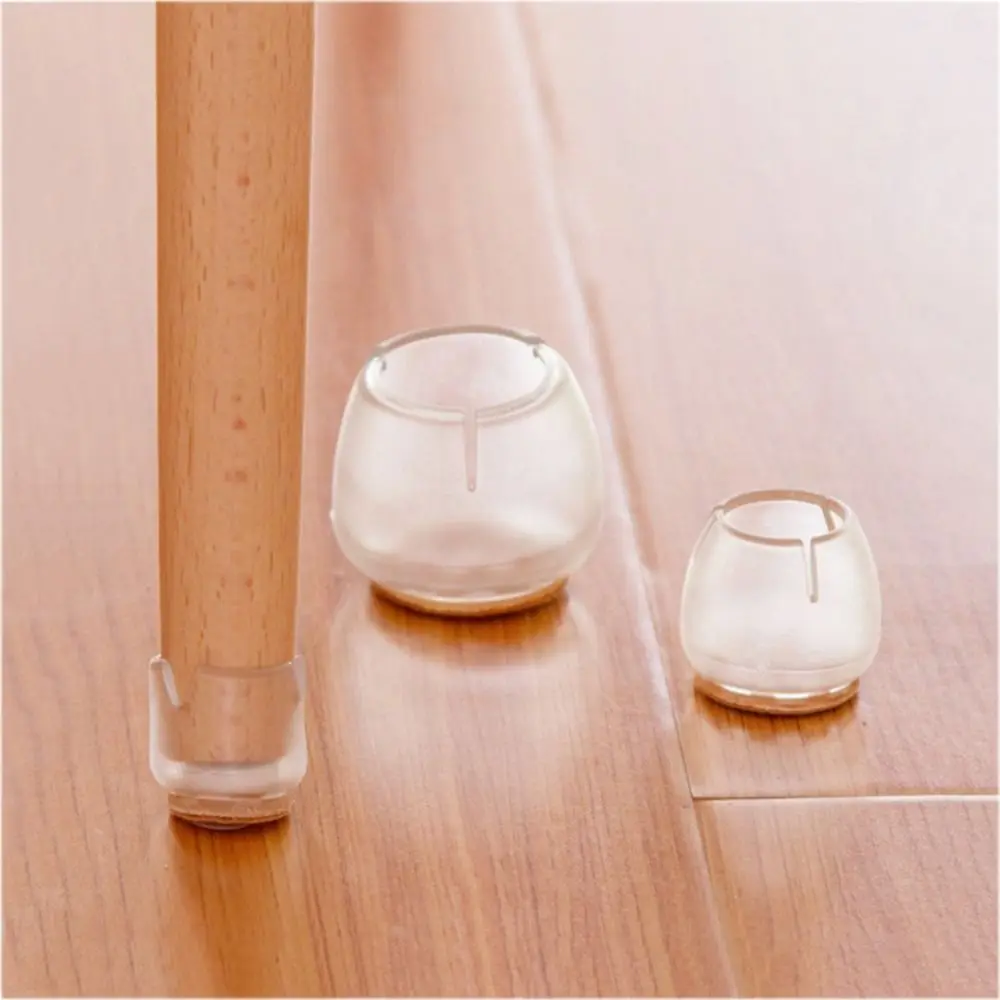 16PCS Safety Non-Slip Round Chair Pads PVC Round Chair Leg Caps Silent With Felt Chair Foot Cover Sofa