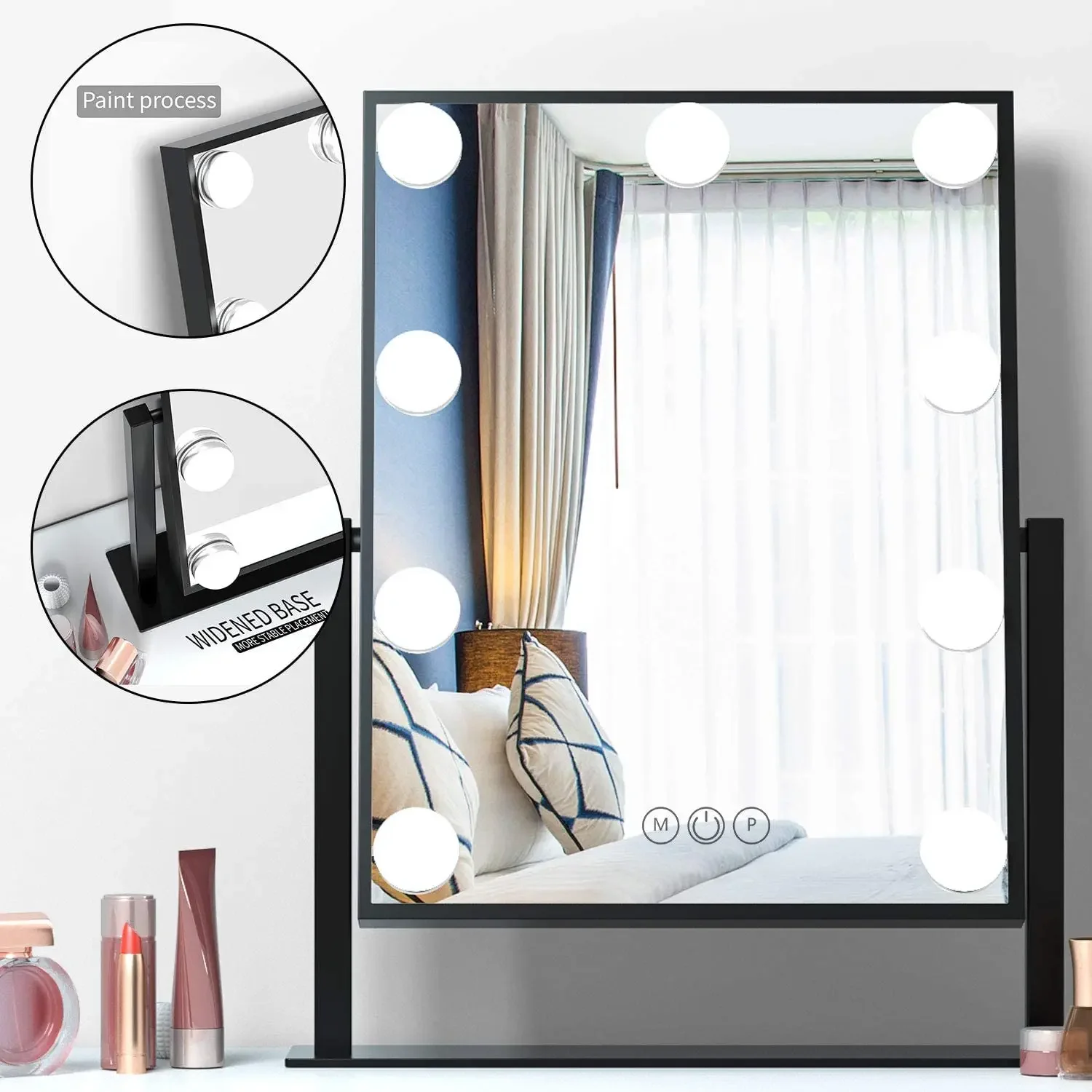 LED Makeup Mirror Touch Screen 3 Light Hollywood Vanity Mirroir 10X Magnifying Compect Cosmetics Mirror Dressing table mirror