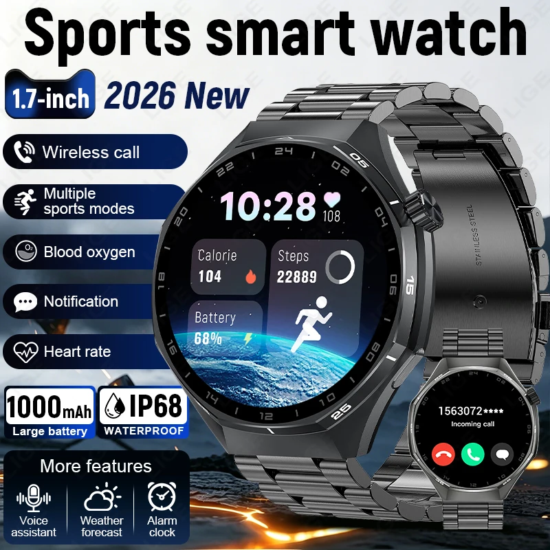 LIGE New 1000mAh battery Smart Watch Military Outdoor smartwatch LED Flashlight Waterproof Heart Rate Bluetooth Call Sport Watch