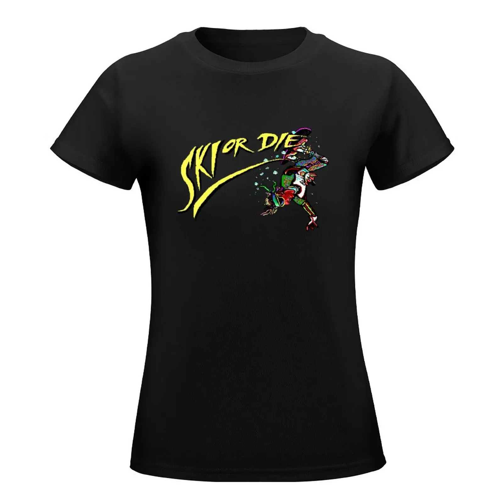 Oldies Ski or Die - Retro Pixel DOS game T-Shirt Aesthetic clothing Female clothing anime western t shirts for Women