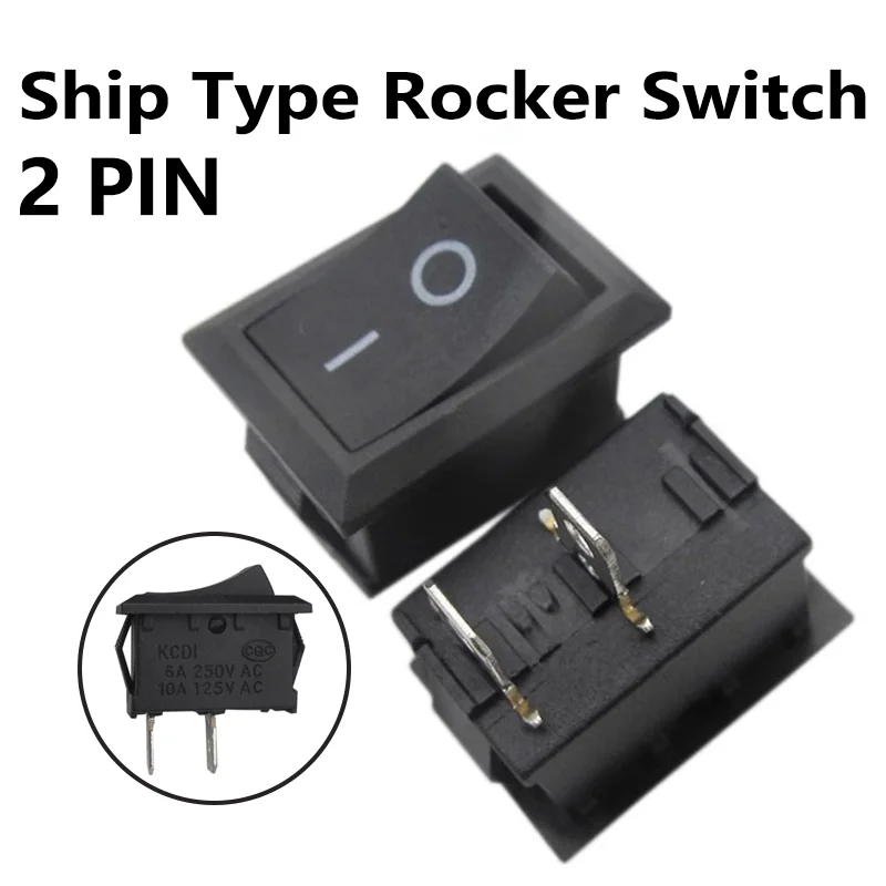 5/20/100PCS KCD1-101 Rocker Switch 2 Pin Car Boat Round Dot Light ON/OFF Rocker  15X21mm Toggle Switch Black 6A 250V 10A 125V