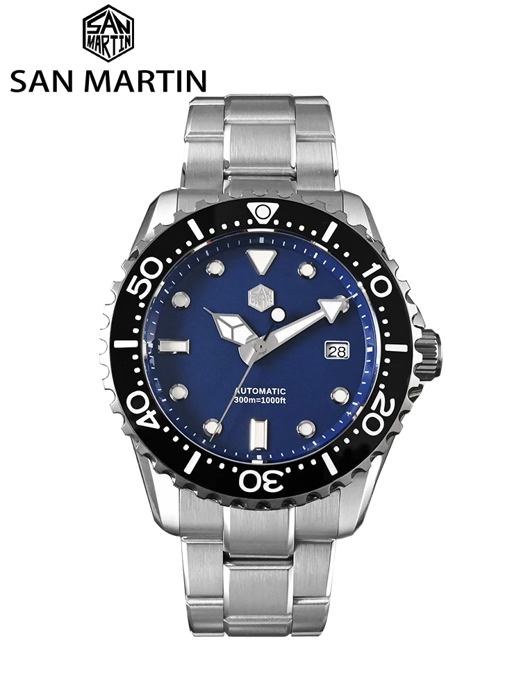 San Martin New 44mm Luxury Men's Diving Watch Classic High Quality NH35 Automatic Mechanical Sapphire BGW-X1 20Bar Reloj SN0009