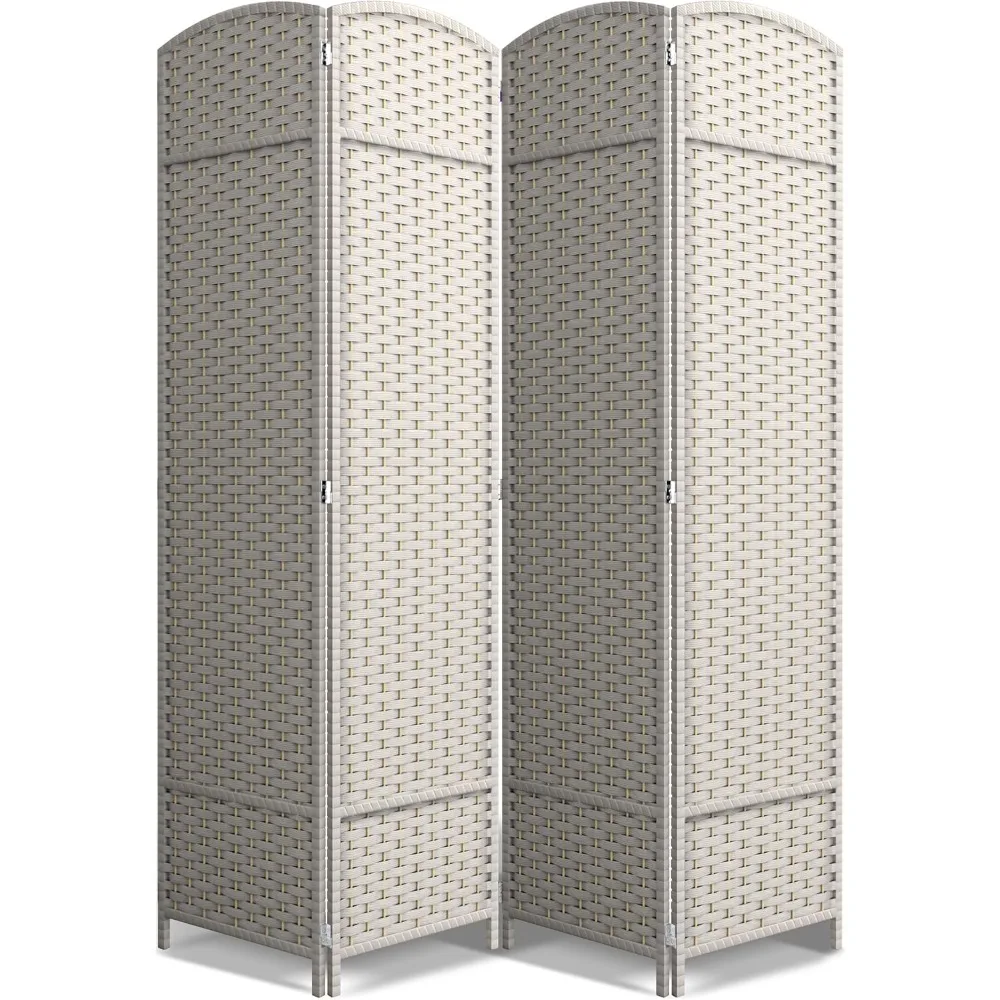 

4 Panel Room Divider 6 Ft.Tall-Privacy Screen, Extra Wide Double Hinged Panels, Mesh Hand-Woven Design, Partition Room Dividers