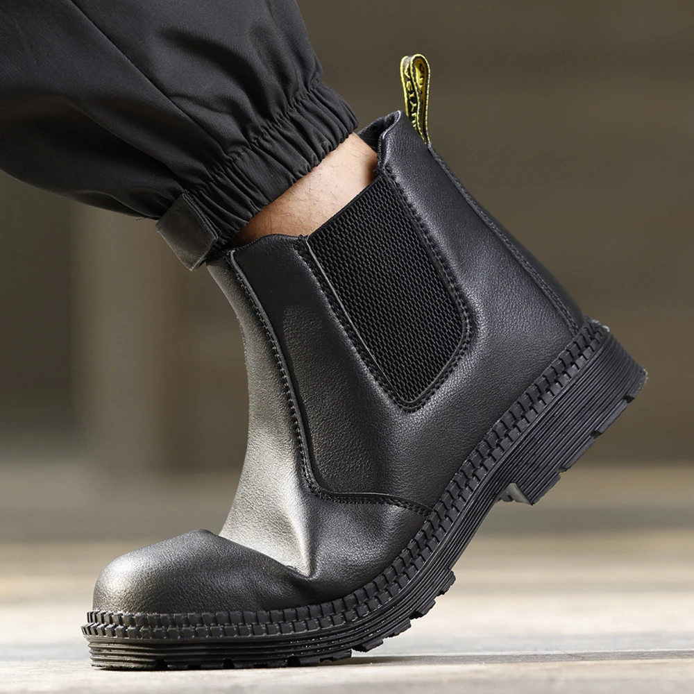 Wasserdichte Sicherheitsstiefel Unzerstörbare Schuhe Herren Arbeitsschuhe Lederstiefel Stahlkappenschuhe Pannensichere Sicherheitsschuhe Rutschfest