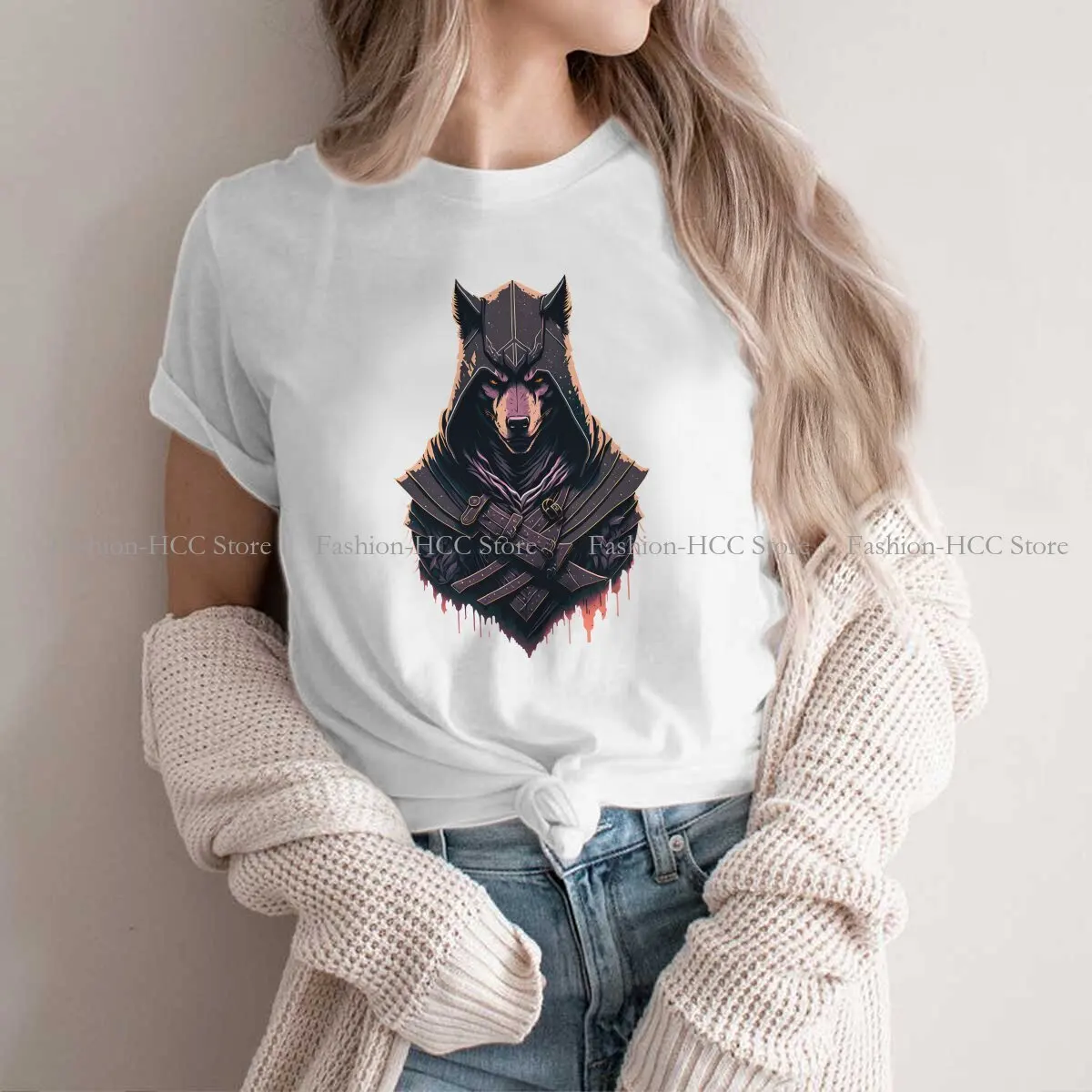 Alpha O Neck TShirt Wild  Wolf Classic Polyester T Shirt Woman's Tops Individuality