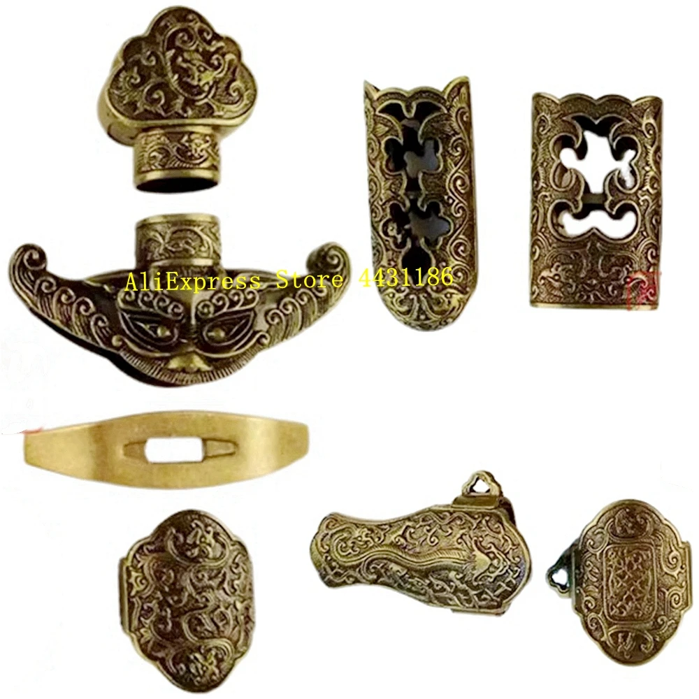 A Set Qing Dynasty Theme Dragon Fittings For Chinese WuShu Tai Chi Jian Tai Ji Sword Metal Crafts Accessory