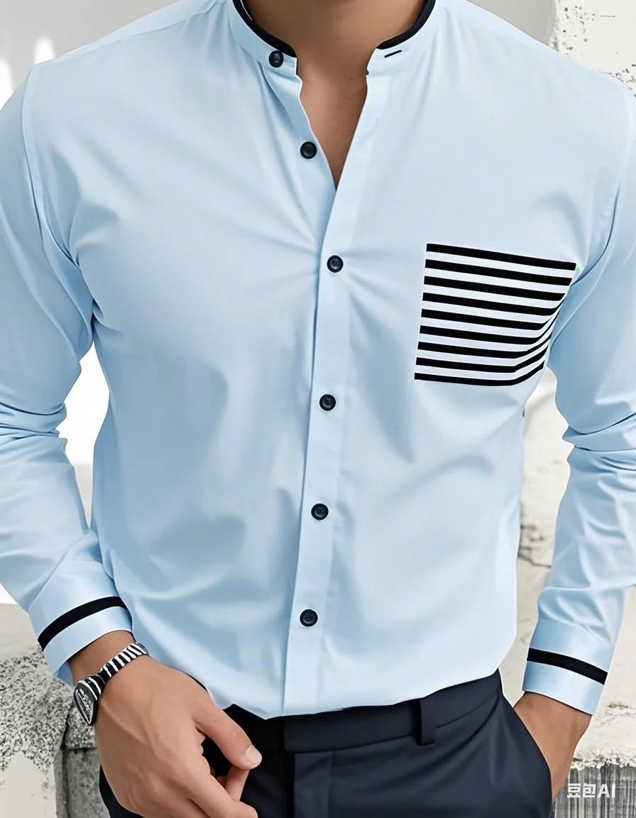 Men's long sleeve shirt solid color shirt fashionable high quality men's tops blue white pink green red plus size clothing