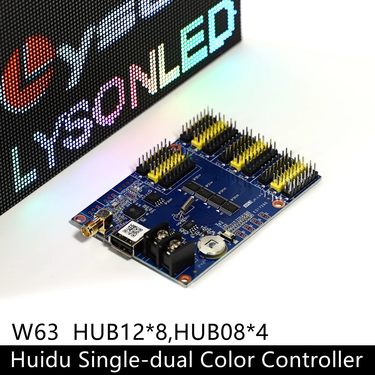HD-W63 Huidu Large Monochrome Wifi Wireless LED Control Card HUB12 HUB08 Ports 1024* 128 Pixels