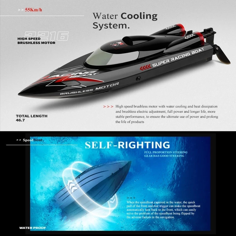 WLtoys WL916 RC Boat 55KM/H Bezszczotkowy 2.4G Radio Elektryczna szybka łódź wyścigowa Model łodzi motorowej Prezenty dla dzieci RC Zabawki