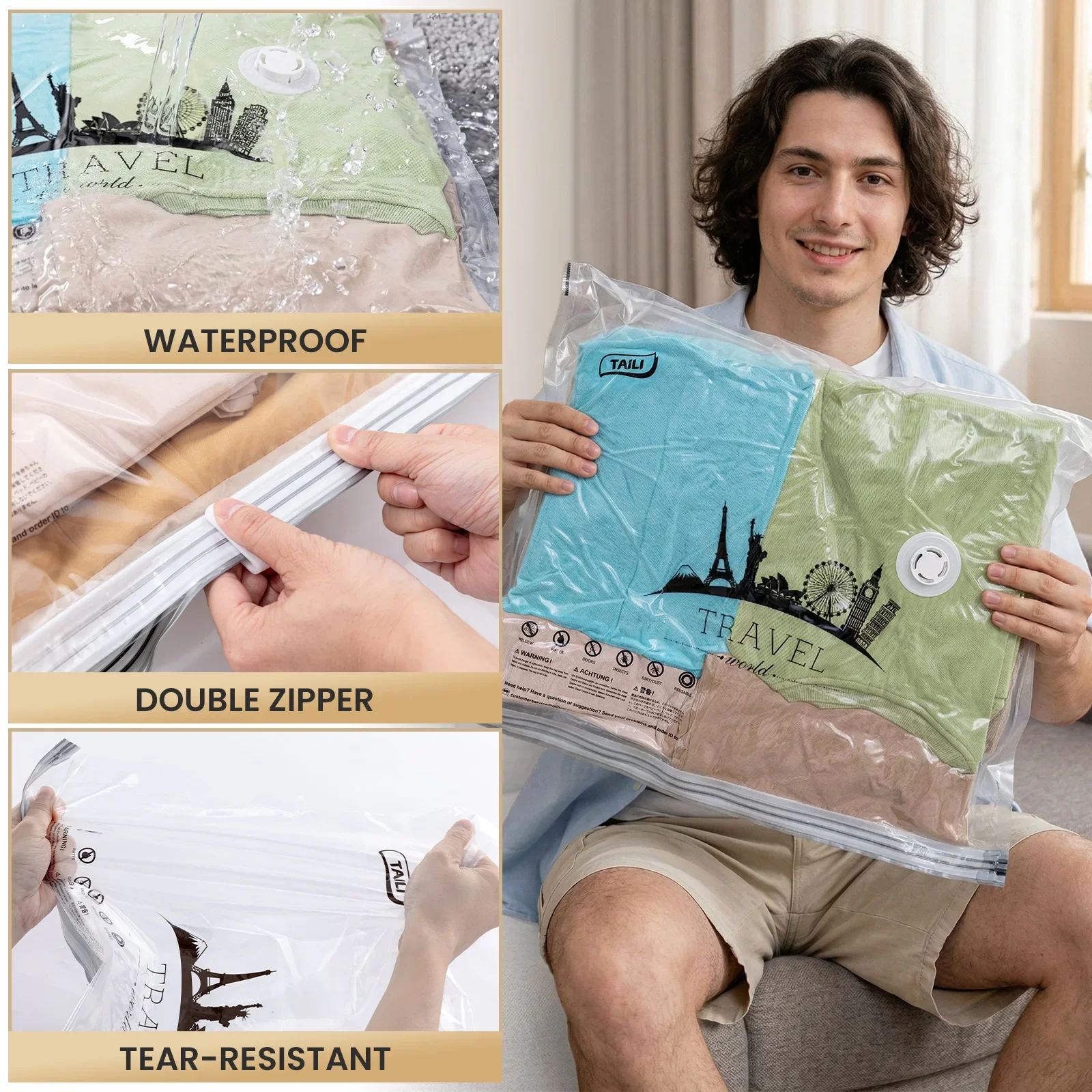 Storage Bags with Electric Pump , Space Saver Bags for Comforters Blankets Organizer for Clothes Wardrobe Organiser