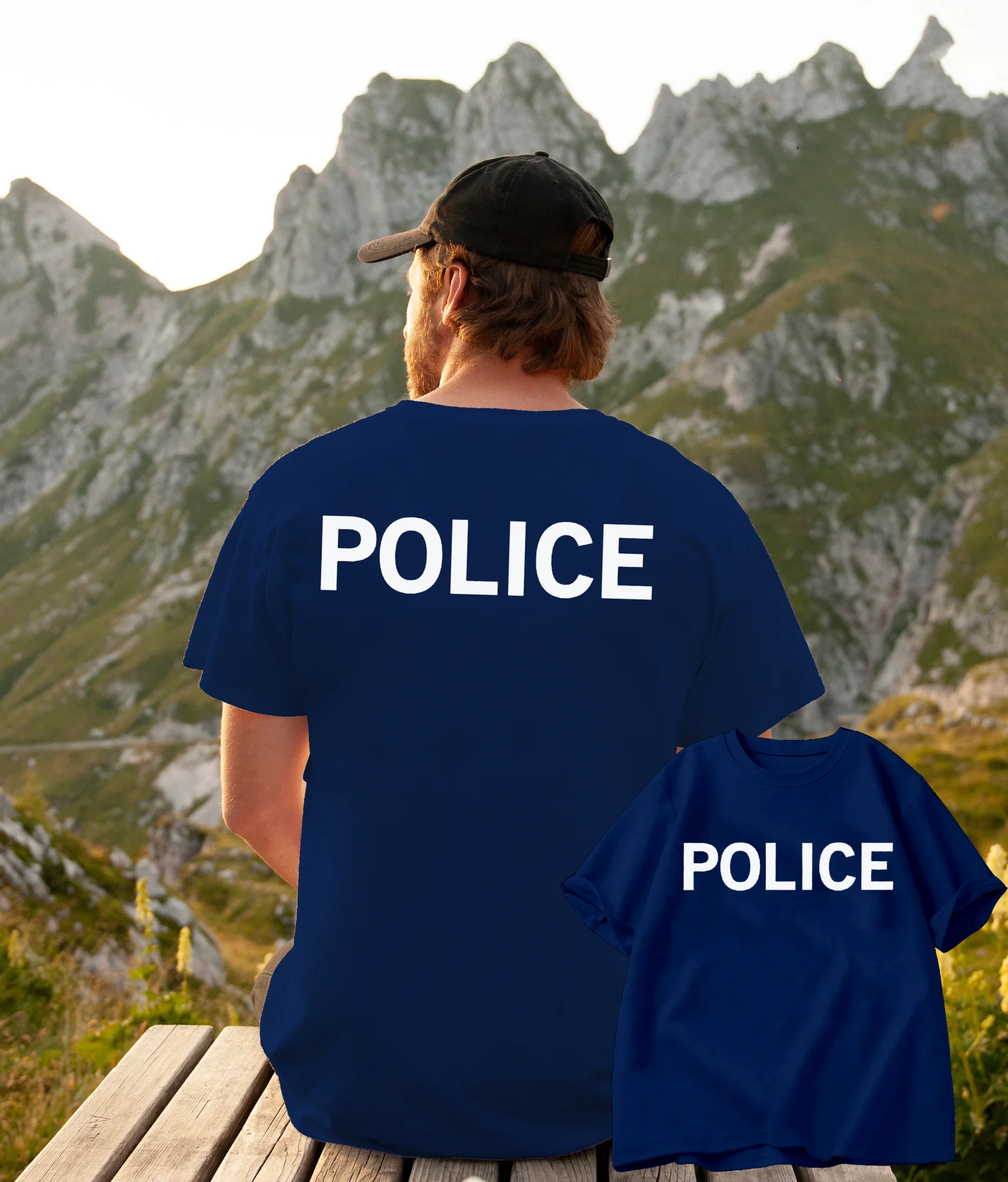 POLIZEI männer T Shirt Brief Drucken Rundhals Kurzarm Trainingsanzug Tops Sommer Casual Pullover Baumwolle Mode Marke Sportswear – Detail 7