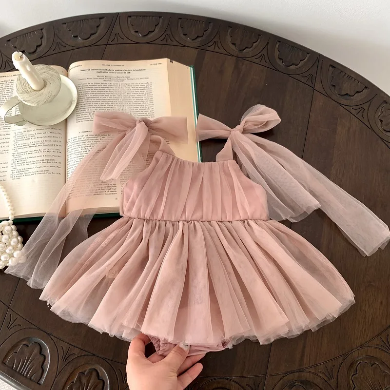 Sommerkleid für Babys von 0-2 Jahren, Neues Neugeborenen-Jubiläums-Geburtstags-Party-Mädchen-Prinzessinnenkleid, Ärmelloses Netz-Stramplerkleid – Detail 17