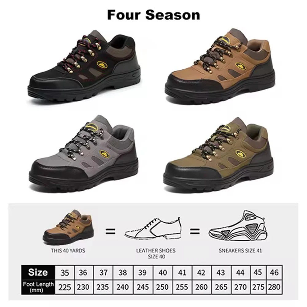 ArmorToe All Season Microfiber Safety Shoes Steel Toe Puncture Proof Anti Fatigue Non-Slip Mountain Grip Work & Trek #Armor3004
