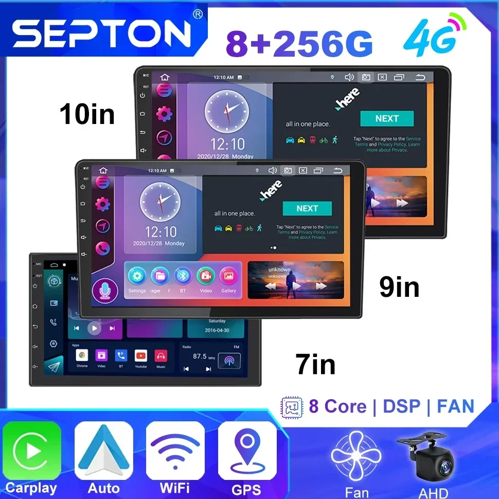 

SEPTON 7"/9"/10" 2 Din Universal Car Radio Android For Toyota VW Kia Nissan Honda Lada Ford Multimedia Player Carplay 4G GPS DVD