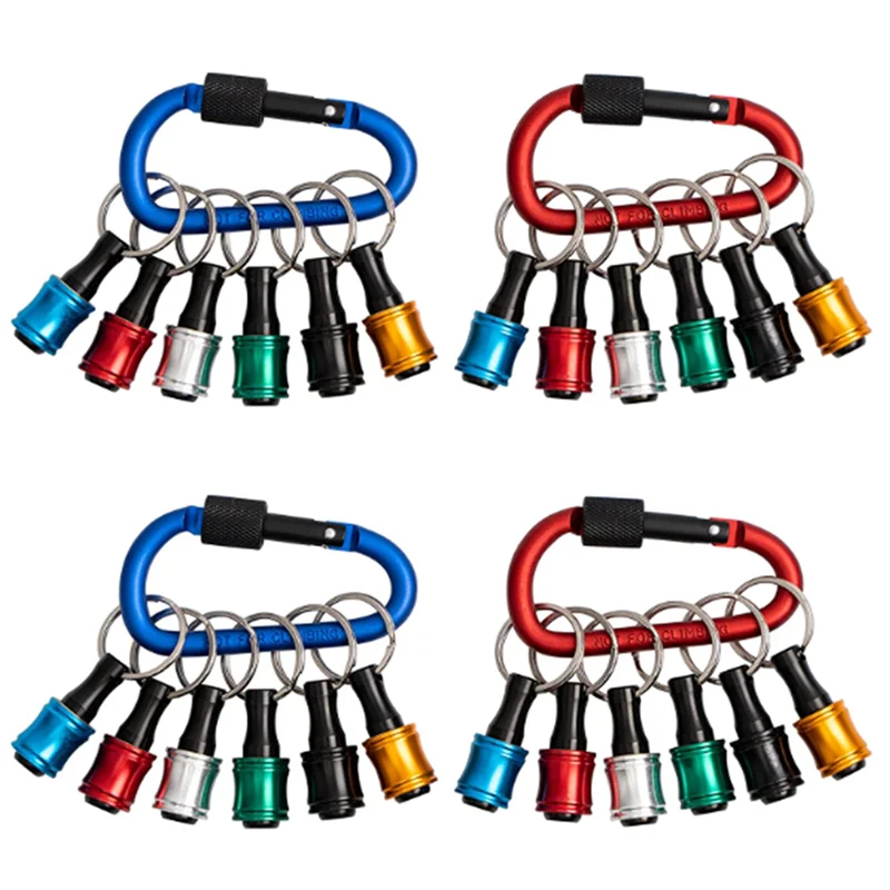 M11K-Bit Holder Keychain,4 Sets Of 12PCS 1/4 Drill Bit Holder, Easy Release And Quick Change Bit Holder