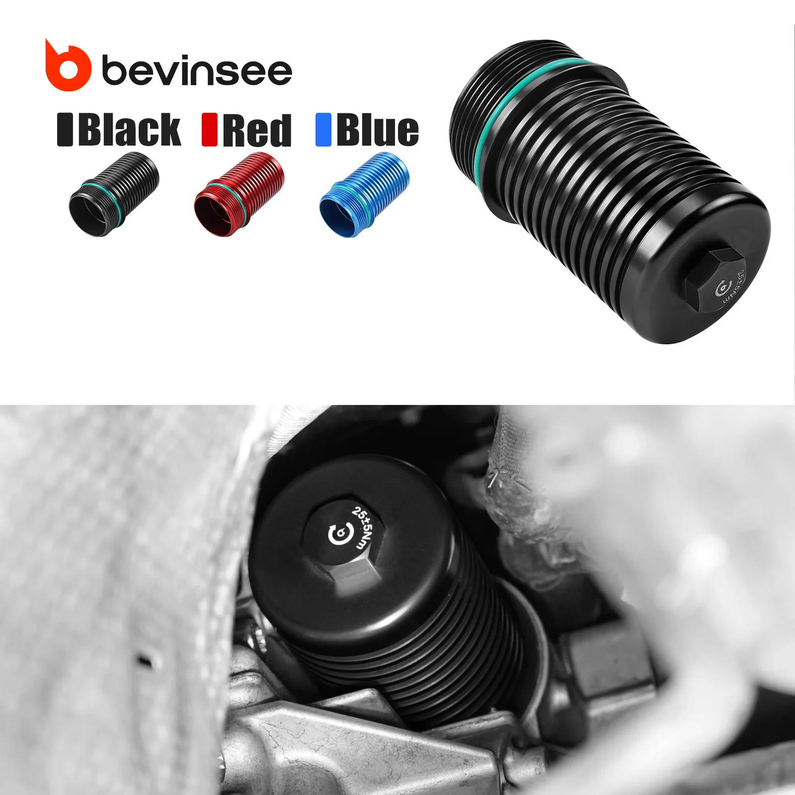 

BEVINSEE DSG Transmission Oil Filter Cap for Audi S3 RS3 8V TTRS, for VW for Golf Mk7/7.5/8 GTI/R, Fits DQ381 & DQ500 Gearboxes