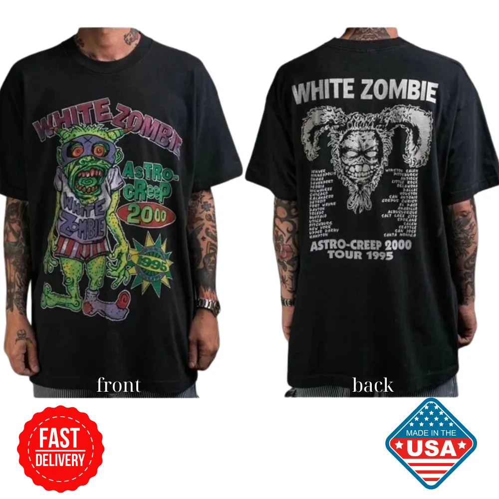 1995 White Zombie Astro-Creep 2000 Tour 2 Sided Unisex T-Shirt Reprint S-5XL NEW