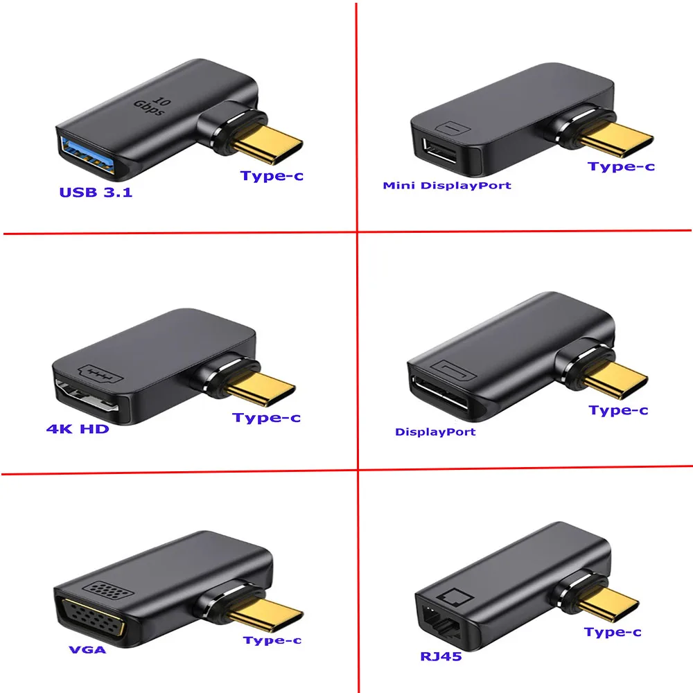 

Type-C to Magnetic Suction Adapter 24pin USB 4K@60Hz Connector C Full Function DP/VGA/RJ45/USB3.1/mDP for Samsung Huawei P30