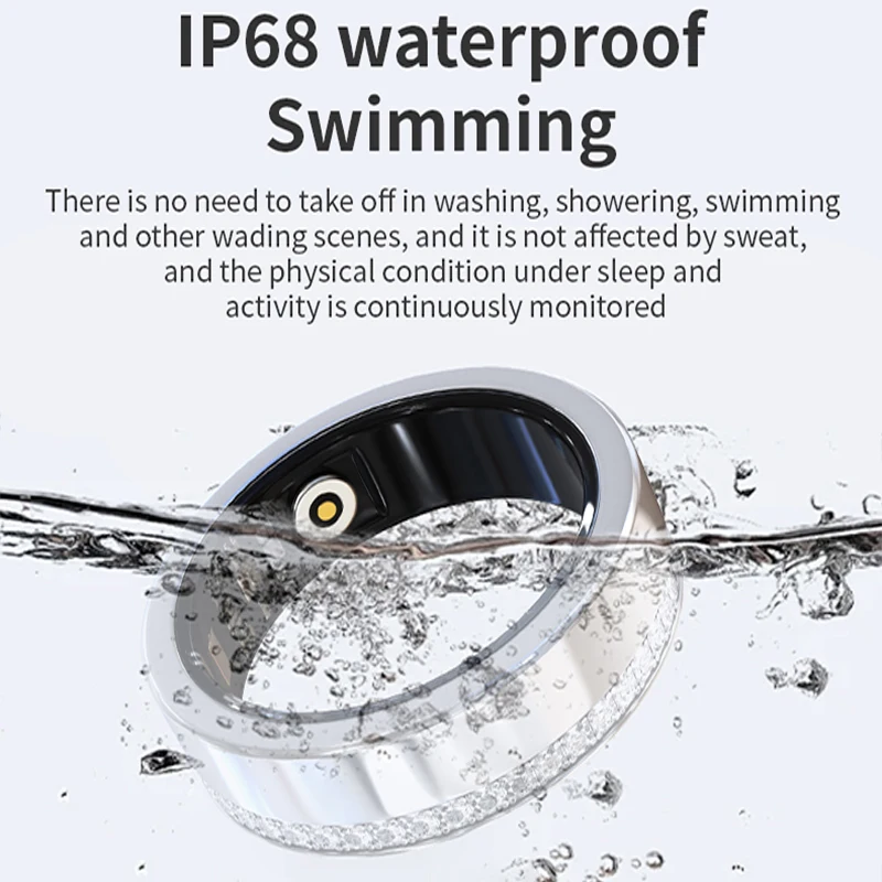IP68 waterdichte diamant mode slimme ring voor mannen vrouwen hartslag bloed zuurstof slaapmonitoring meerdere sportvingerring