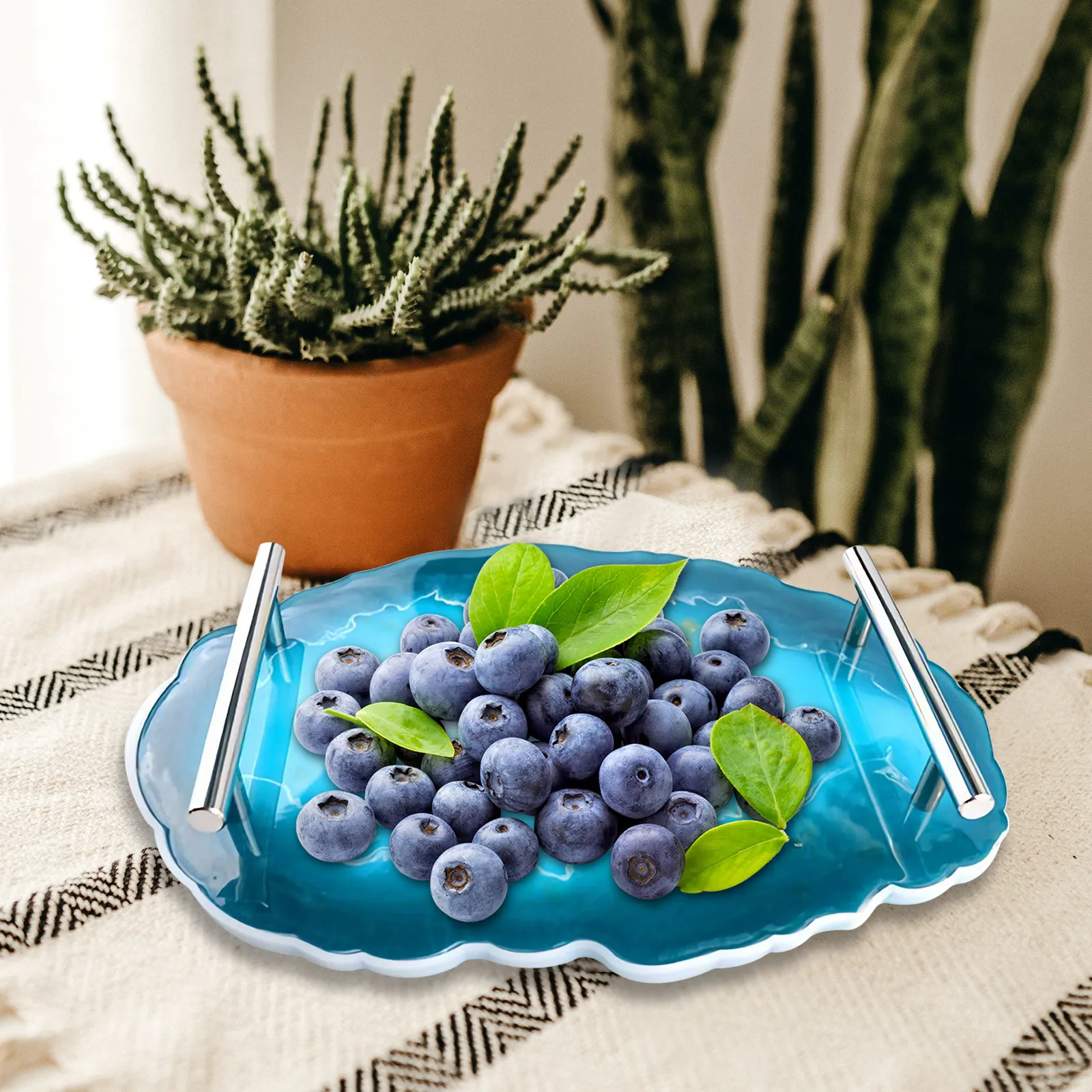 High-Quality Food-Grade Silicone Coaster Mold with 2 Integrated Handles Perfect for DIY Epoxy Casting Crystal Stone Glitter
