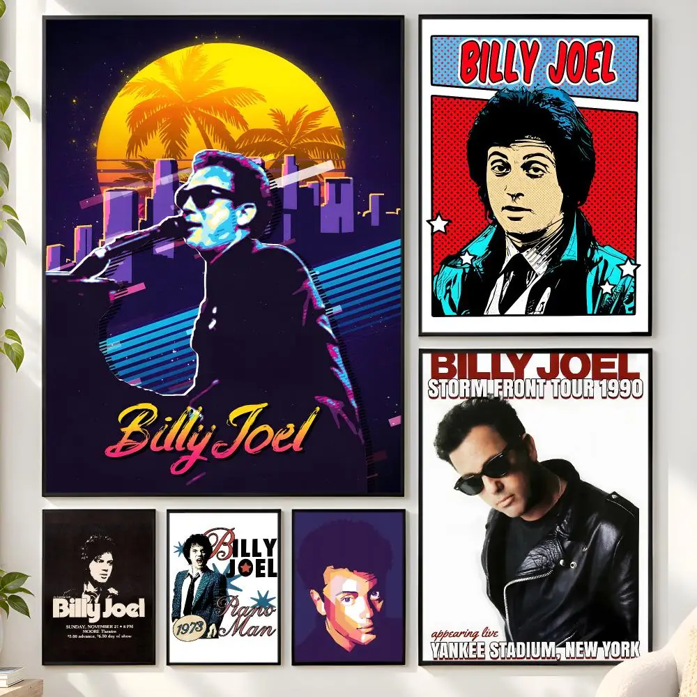 Old Singer B-Billy J-Joel Poster Matte Wall Peel And Stick Decor Bedroom Living Room Office Dorm Home
