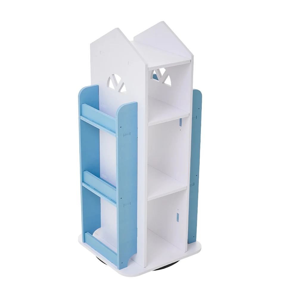 Voltsify 4-Tier Castle Kids Rotating Bookshelf Storage Organizer Rack