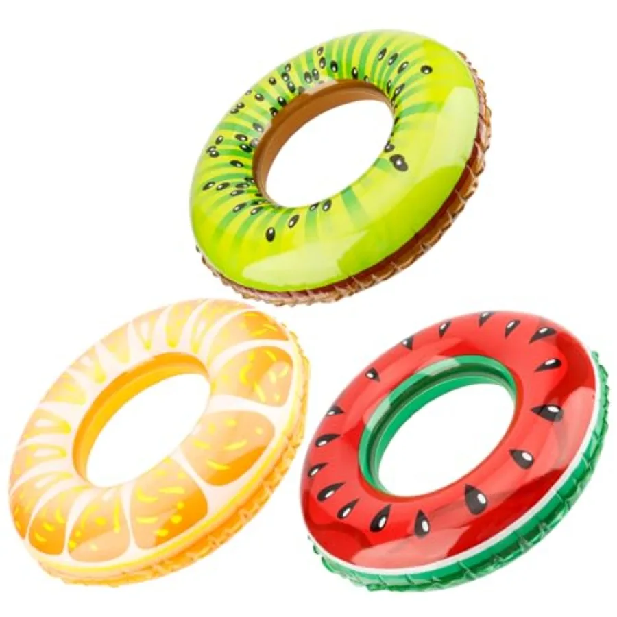 

Pool Floats 3 PCS Pool Tubes Fruit Tubes for Floating Inflatable Swim Rings Round Portable Floaties for Watermelon Orange Lemon