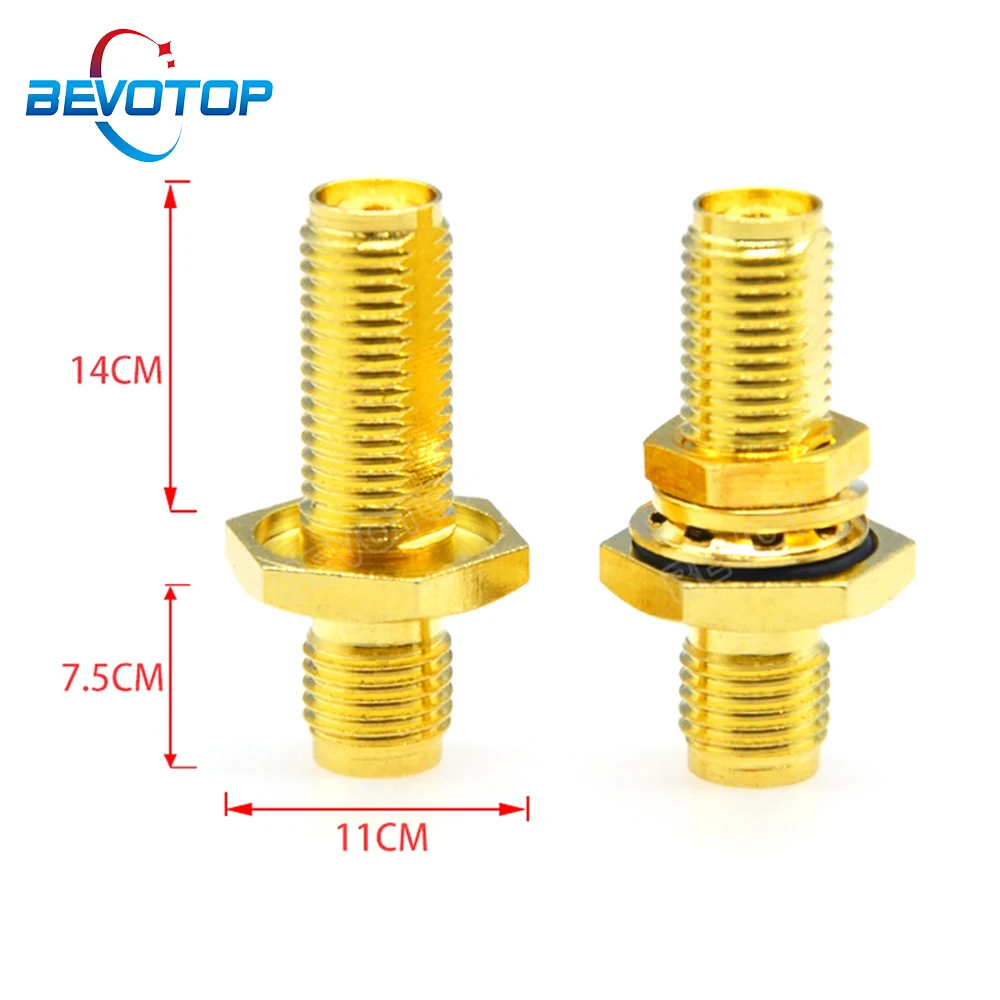 10pcs/Lot Waterproof SMA Female Jack to SMA Female Bulkhead Straight Adapter for Raido Antenna 50 Ohm RF Connector BEVOTOP