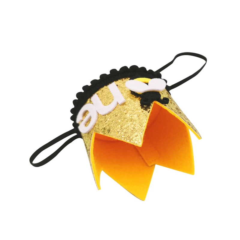 1Pcs Gold Bee Happy Birthday Party Baby Boy One Crown Headband Hat Birthday Baby Shower 1st Birthday Party Decoration Supplies