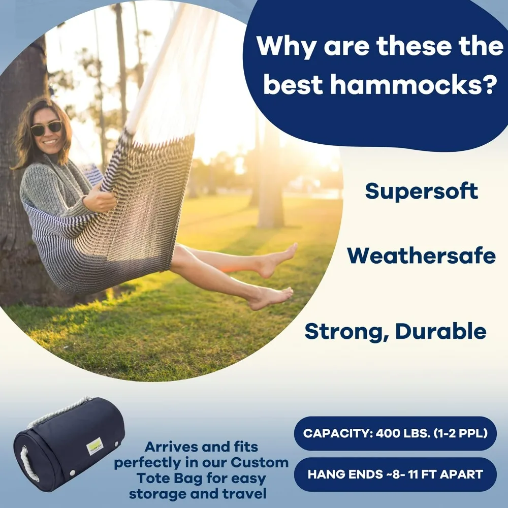 Hammocks Outdoor,Double Size, Fits 1-2 PPL, 400lb Max - Weathersafe, Super Strong, Easy To Hang,Artisan Made,camping,hammock