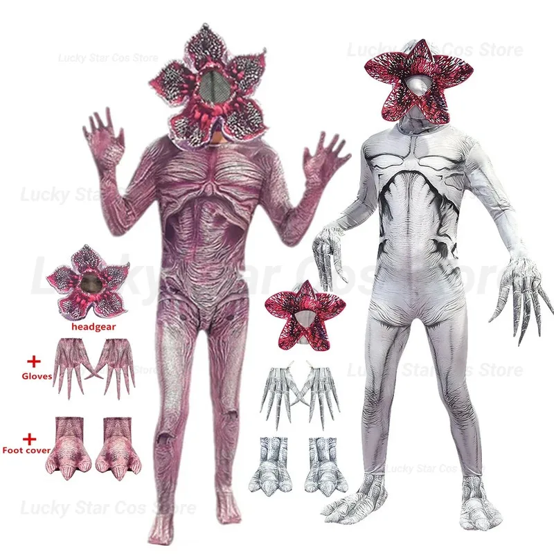 

New 2025 Kids Halloween ST Cosplay Child Jumpsuits Scarry Zombie Demogorgon Demon Lord Party Tights Onesies Canniba