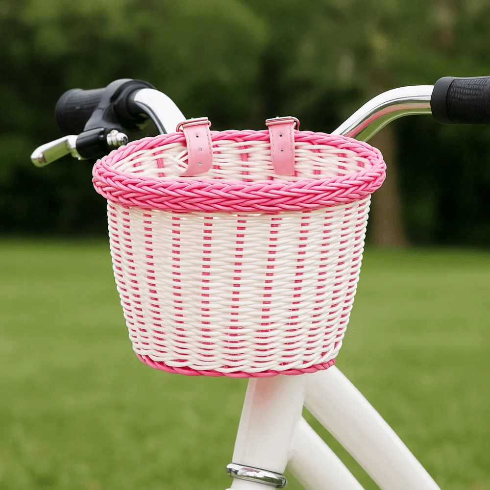سلة دراجة مقاومة للماء منسوجة يدويًا بأشرطة جلدية قابلة للتعديل سلة تخزين الدراجة للتنقل اليومي مقاومة للماء #4