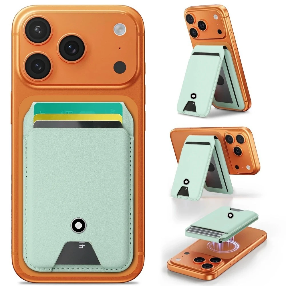 High End Business Sle Magnetic Leather Cards Bag for Iphone17 16 15 14 13 12 Samsung Xiaomi Google Phone Kickstand Card Holder view 5