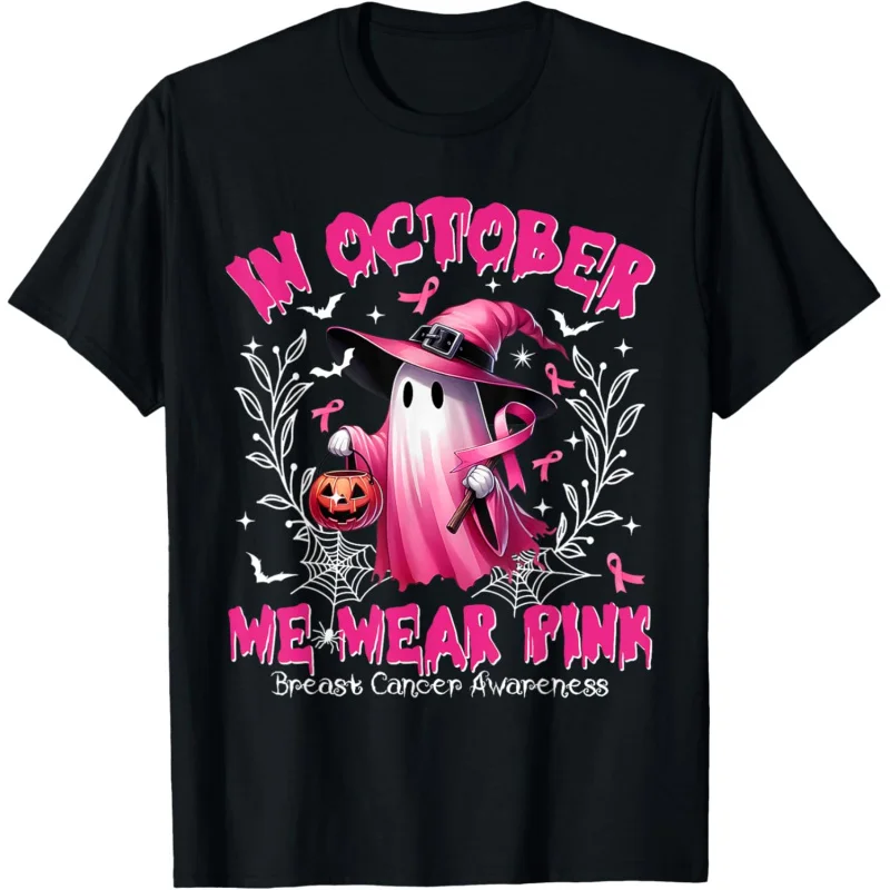 We wear pink ghost witch breast cancer prevention T-shirt