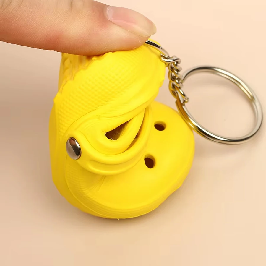 3D Silicone Slipper Sandal Keychain EVA Mini Hole Slippers Key Rings For Women Men DIY Backpack Decoration