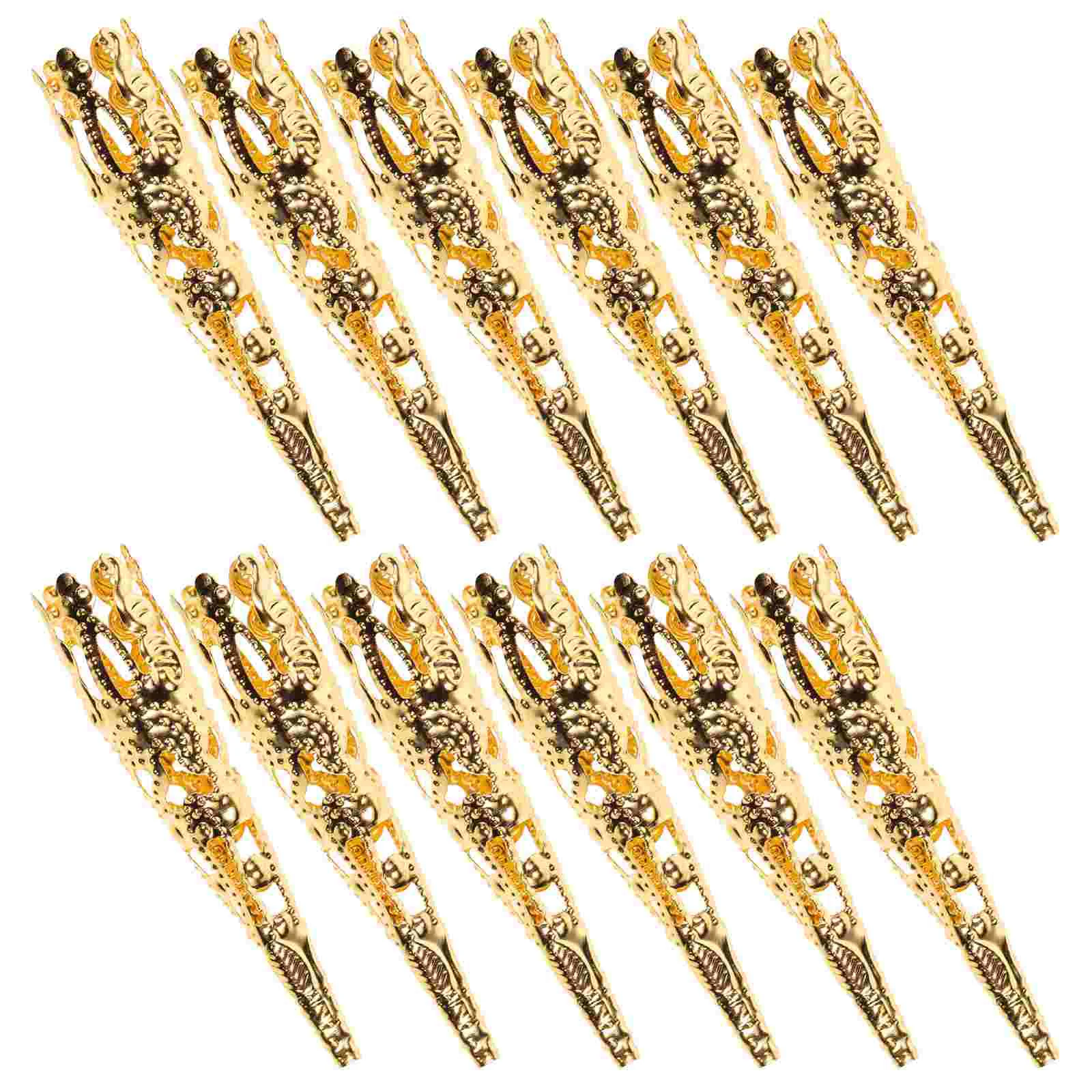 

100 PCS Jewelry Trumpet Shape Flower Holder Accessories Long 5-petal Iron Bead Cones Caps Filigree Beads