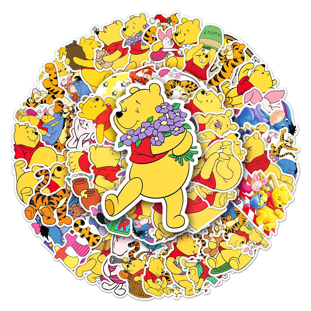 10/30/50 Stück Disney Winnie the Pooh Anime-Aufkleber, niedlicher gelber Bär, Tiger, Cartoon-Aufkleber für Sammelalbum, Gitarre, Laptop, Aufkleber, Geschenk