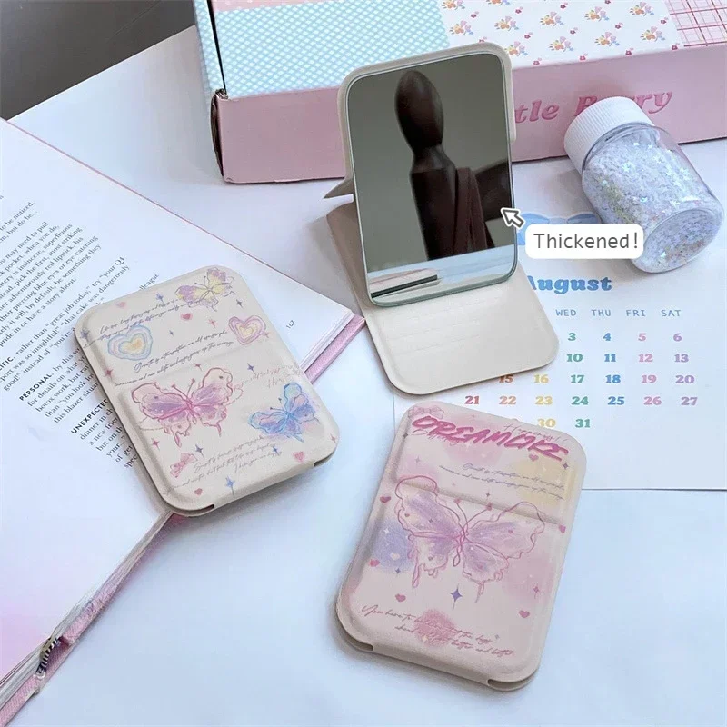 مرايا مستحضرات التجميل من Dream Butterfly Art، مرايا محمولة محمولة باليد، مرآة مكياج قابلة للطي، مرآة صغيرة للسفر والعناية بالبشرة والحمام #2