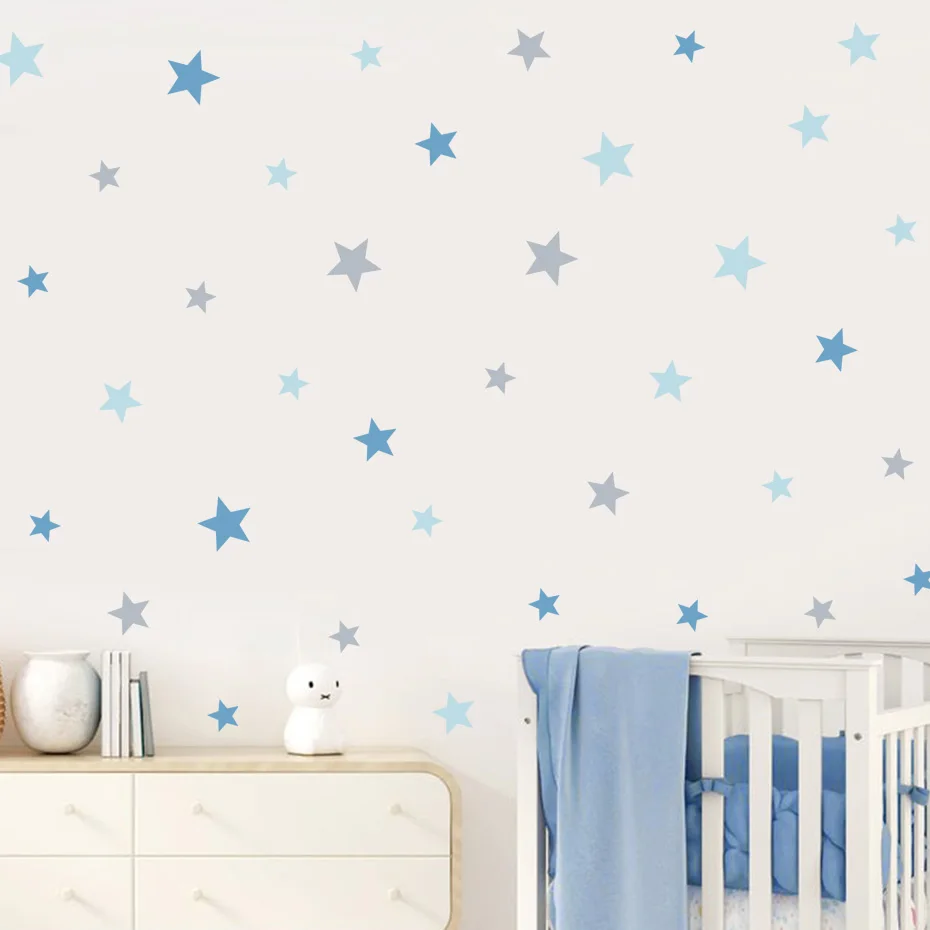 Cartoon Stars Beige Wall Stickers Removable Nursery Wall Decals Poster Print Children Kids Baby Room Interior Home Decor Gifts
