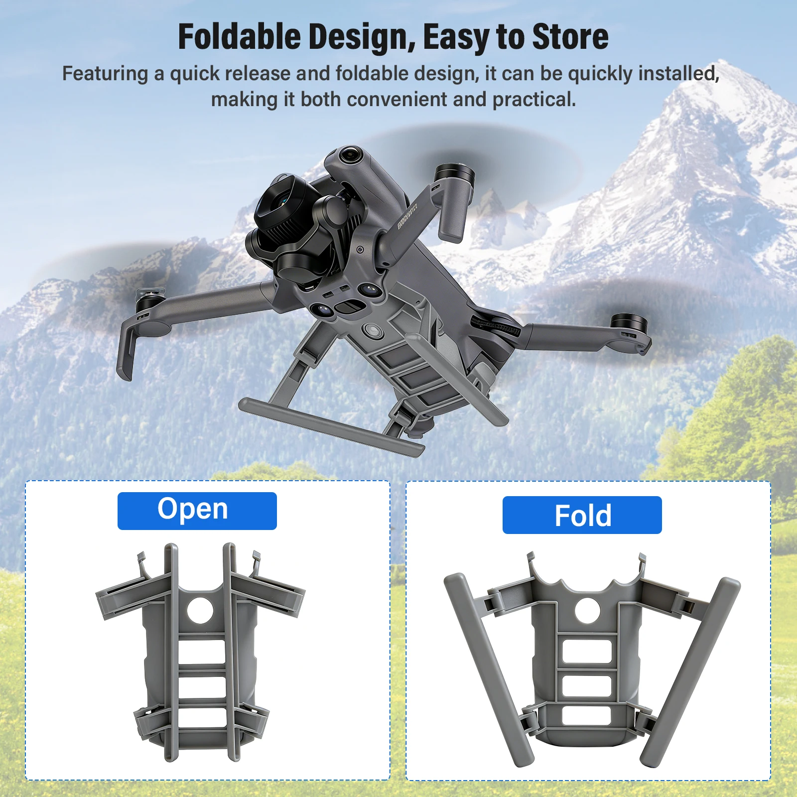 ZuruKin Landing Gear for Mini 5 Pro Drone Foldable Ski Lightweight  Feet Elevated Sled Leg Bracket Drone Landing Protector