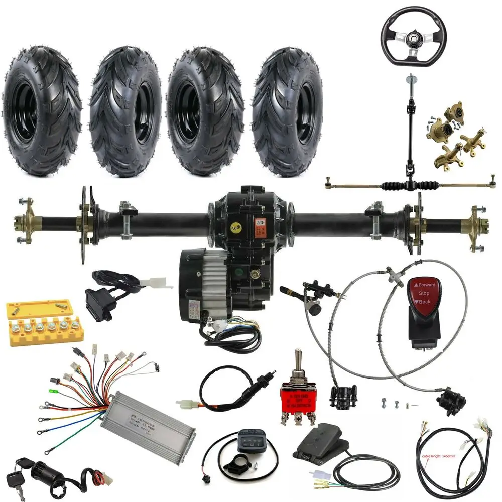 Electric 48V 1000W Differential Motor + 760mm Rear Axle Kit Brakes Scooter Mower