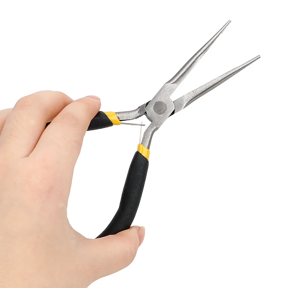 1Pcs Portable Durable Carbon Steel Forging Jewellery Pliers Light Weight Mini Pliers Hand Tools Round Flat Long Nose Pliers