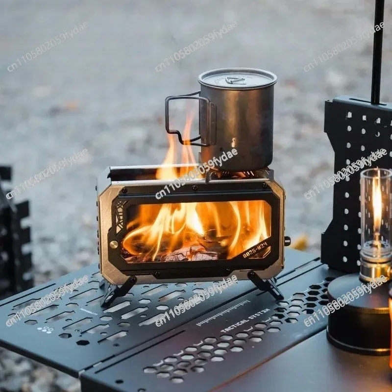 Firewood Stove Stainless Steel Portable Desktop Stove for Outdoor Cooking Tea Making Water Boiling Camping Incinerator