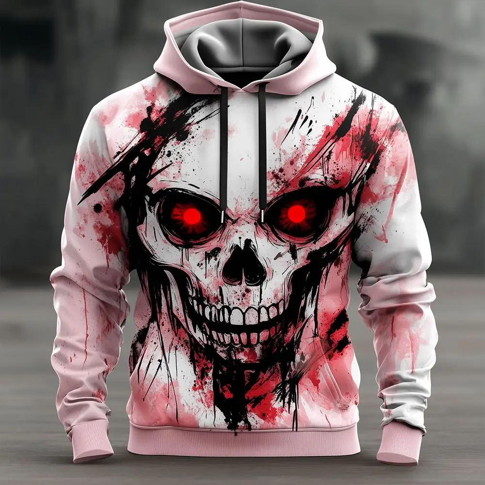 

Personalized Street Style Hoodie Skull Tie-dye Print Oversized Pullover Hip-hop Fashion Casual Men And Women Long-sleeved Tops