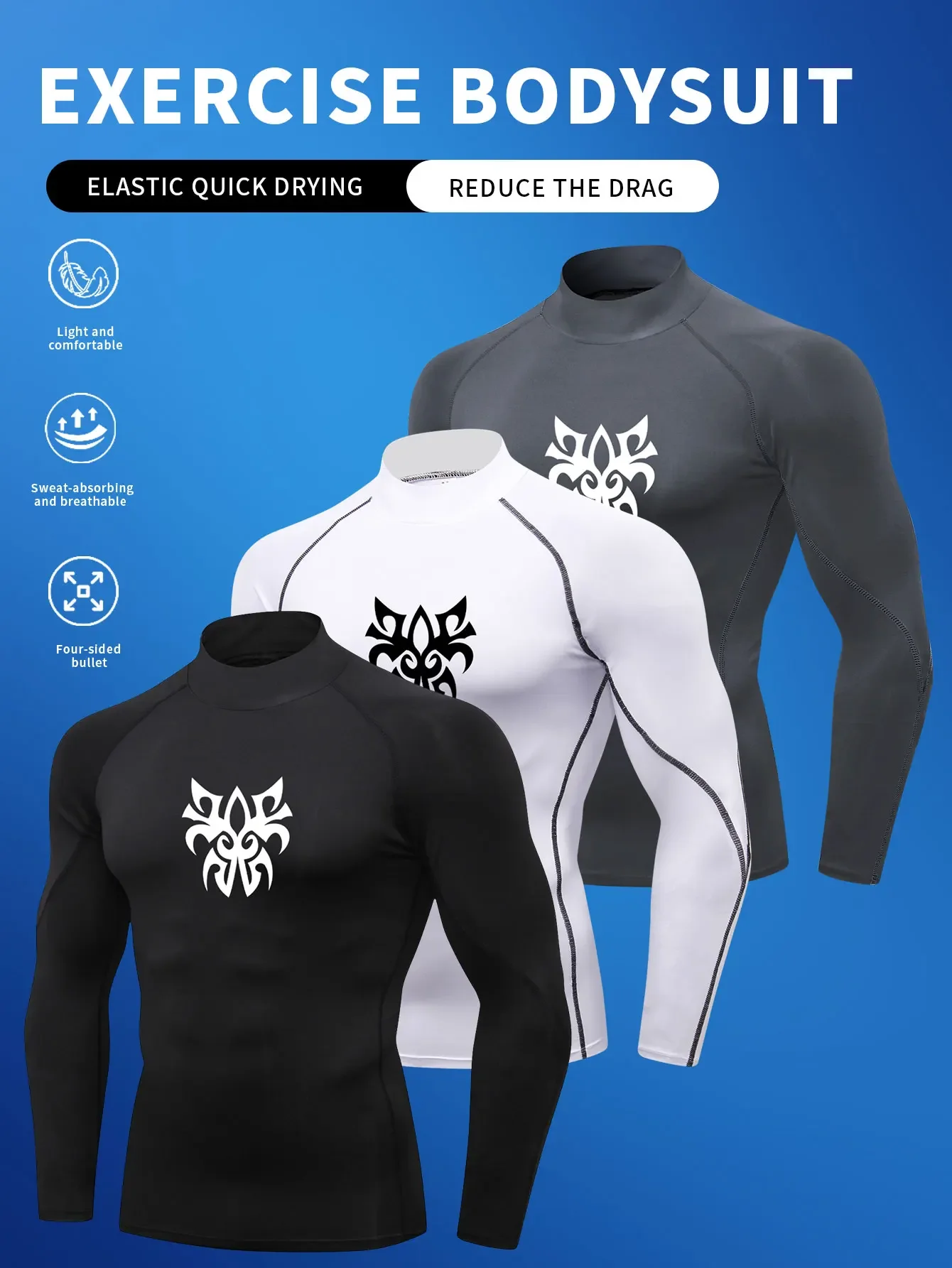 

Мужской комплект спортивной футболки 3, комплект, компрессионная одежда, футболка с длинными рукавами, ежедневный бег в тренажерном зале, быстросохнущая удобная посадка