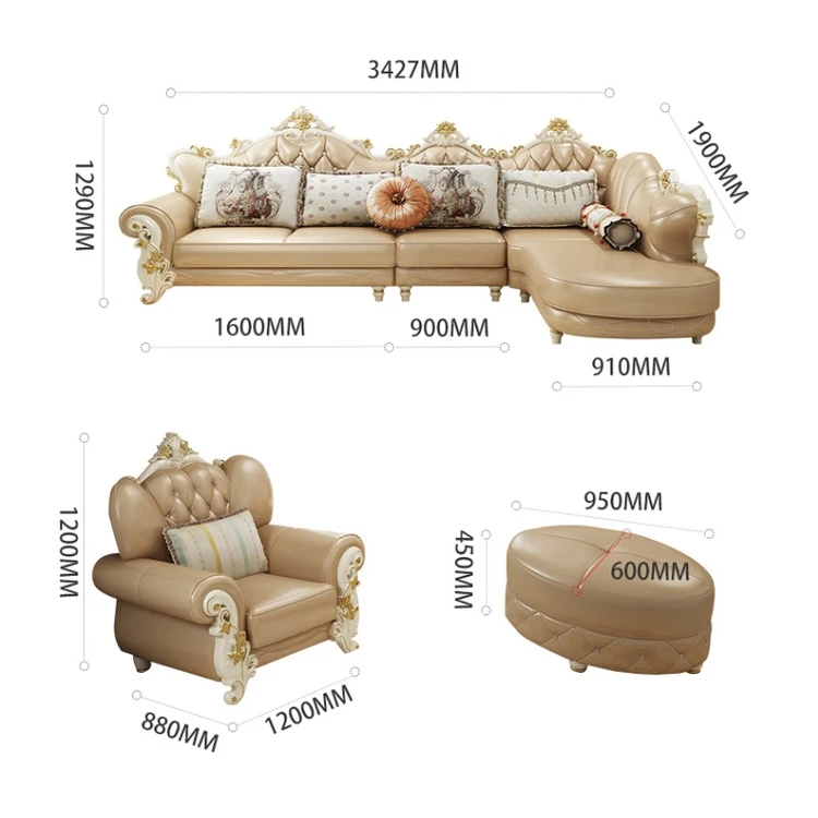 

European Popular Latest Home Sofa Set Design House L-shaped Living Room Sofa Furniture