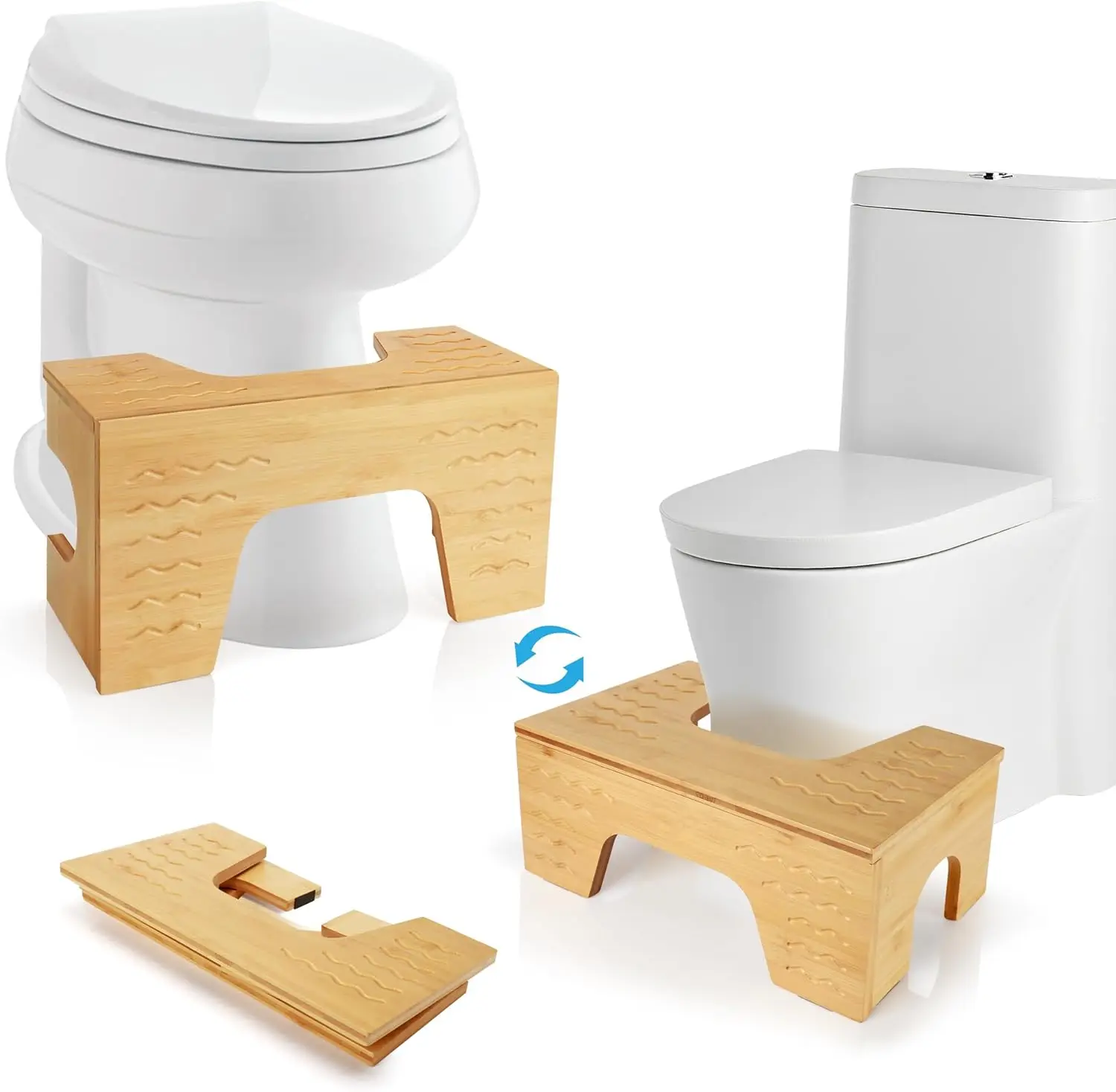 

Складная бамбуковая подставка для унитаза, регулируемая по высоте (7 и 9 дюймов) для взрослых и детей, с противоскользящим покрытием для повышенного комфорта в ванной комнате