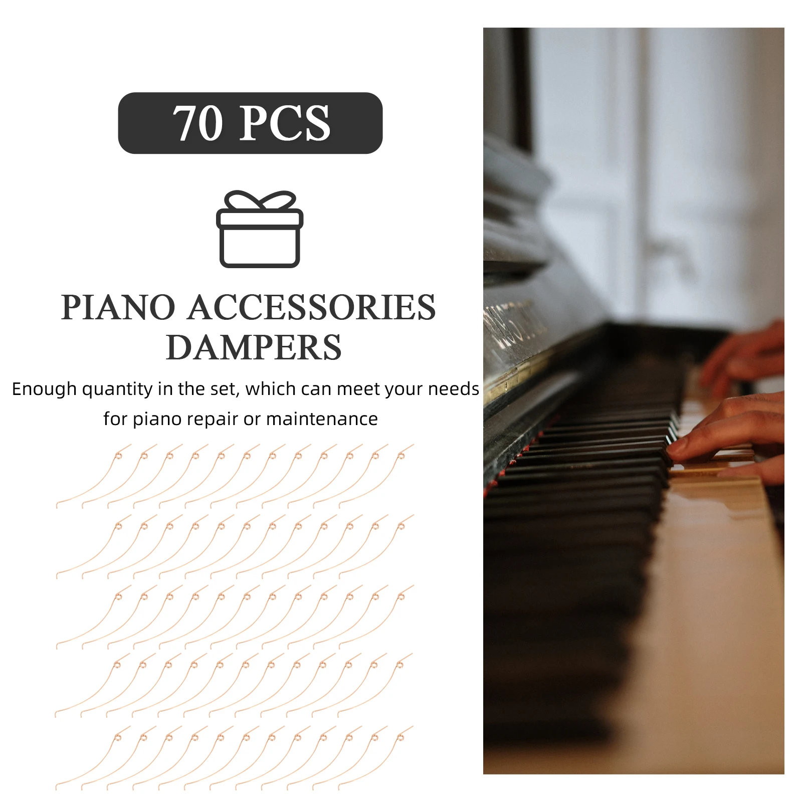 

70pcs Piano Damper Springs Replacement Hammer Butt Spring Music Instrument Parts Vertical Upright Piano Accessories