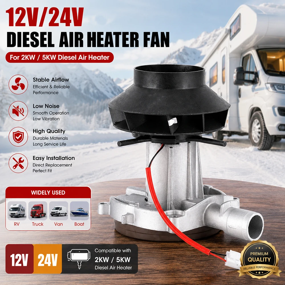 12V 24V Parking Heater Blower Motor Assembly Fan Repair Kit for 2KW 5KW Diesel Air Heater Replacement